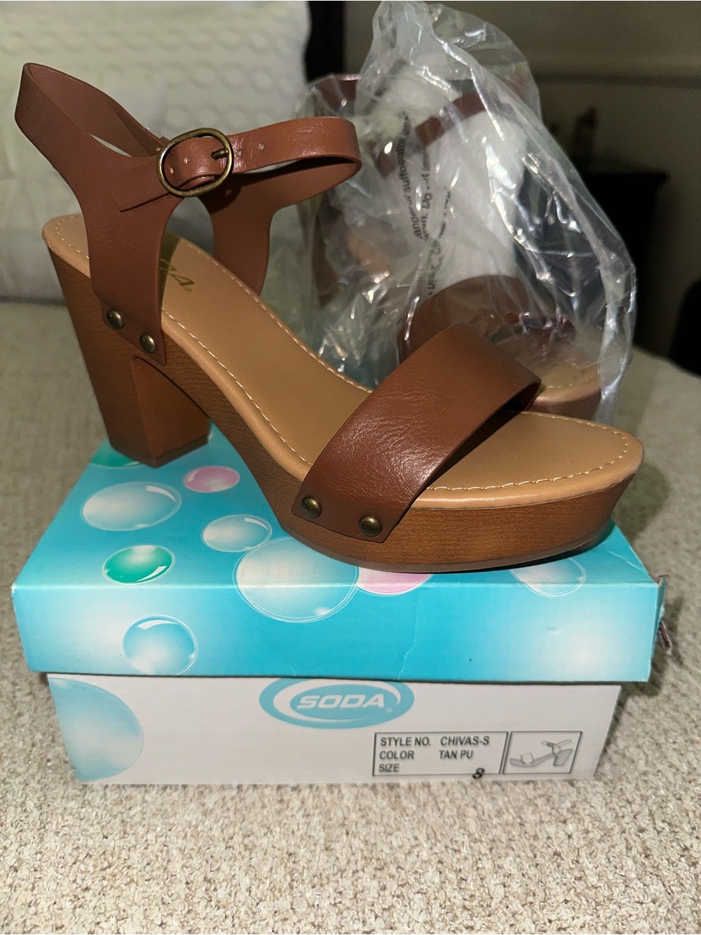 SODA Chivas-S Sandal in Tan NWT